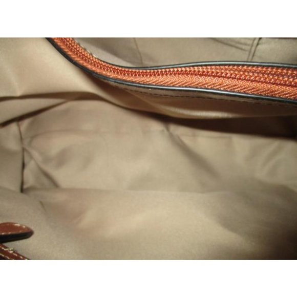 *Emilie M Woven Straw Brown Faux Leather Tote